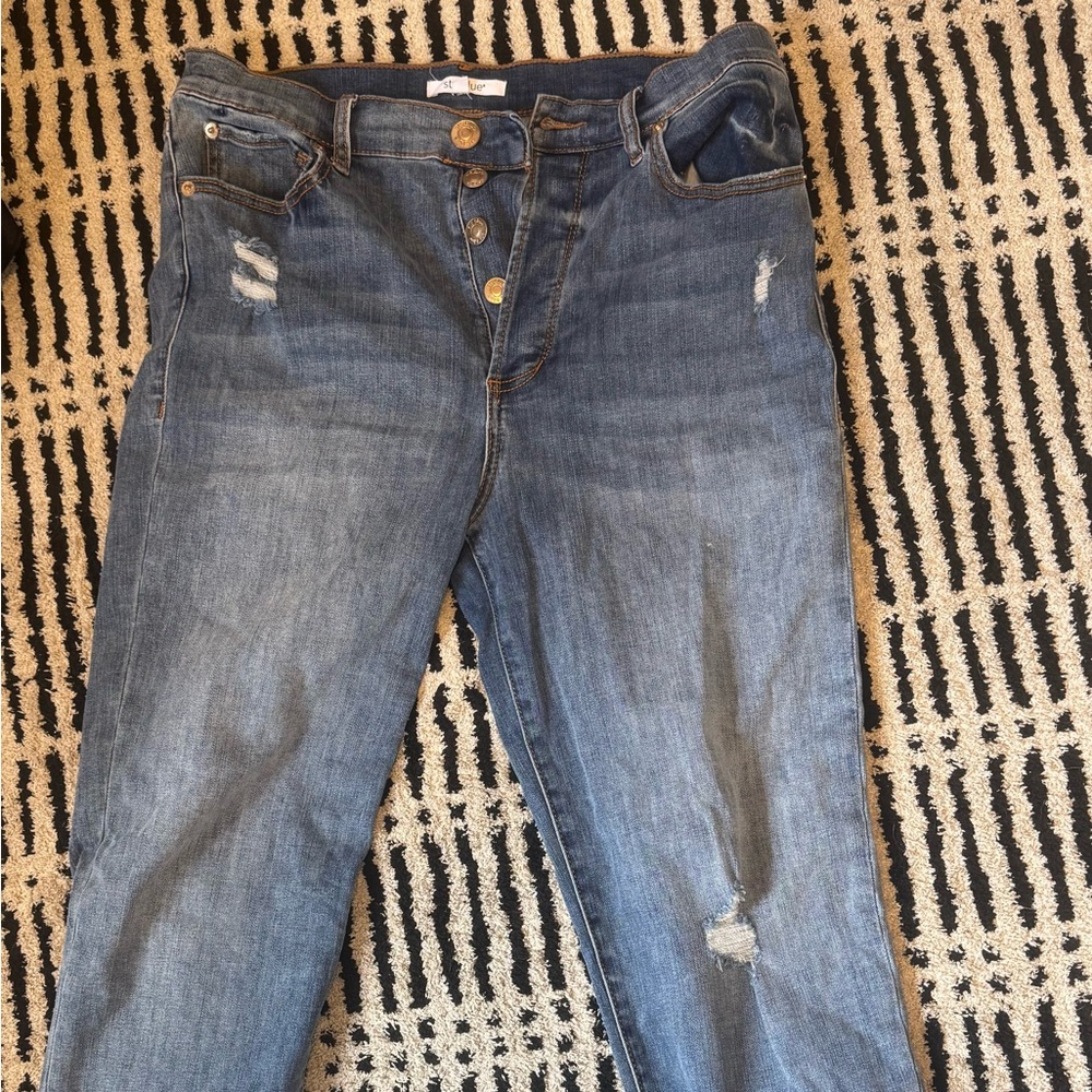 STS Blue Straight Leg Distressed Blue Jeans